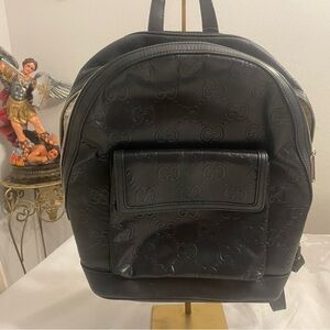 Gucci Black Embossed Backpack Clean